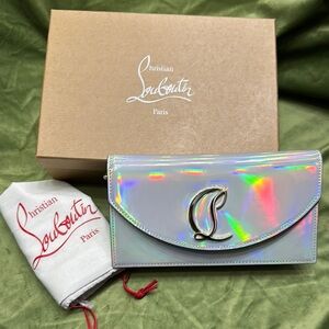 Christian Louboutin Silver Clutch Iridescent Elegance